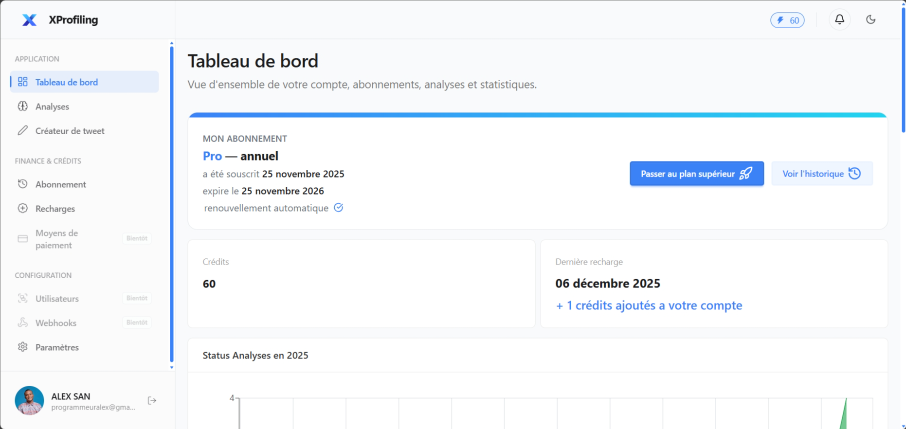 Dashboard Xprofiling