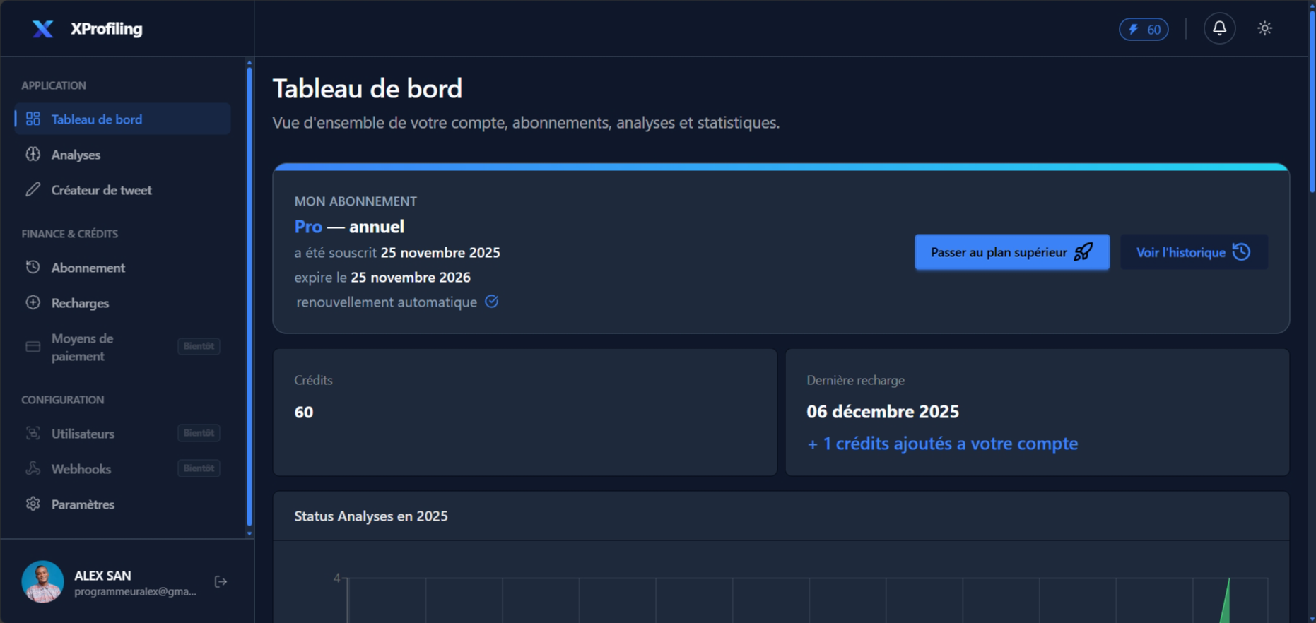 Dashboard X Profiling Mobile